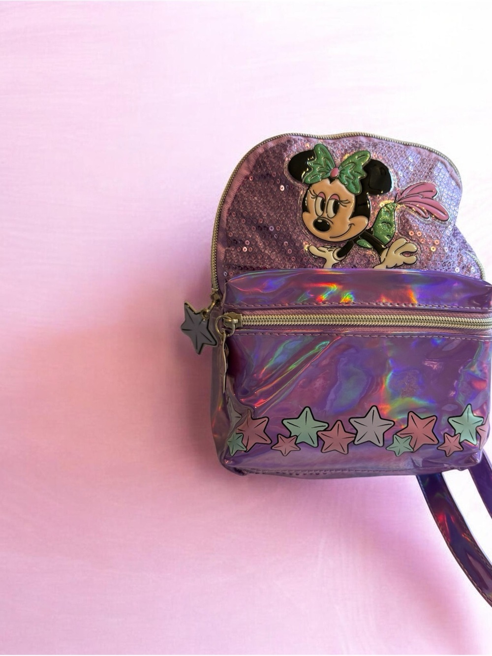 Disney Minnie Mouse Holographic Purple Iridescent Mini Backpack Kids